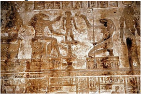 Chnoem en Heket maken Ihi, tempel Dendera